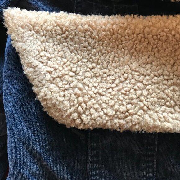 Y2K VTG Retro Corduroy quilted navy jacket women S sherpa country western boho - Picture 10 of 12